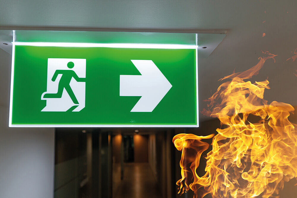 Schild für Evakuierung