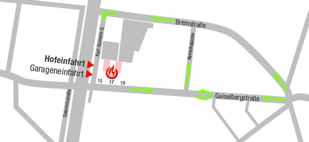 Zufahrt zur Garage für Nofire Safety